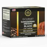 Gourmet Ganoderma (Reishi) Black Coffee - 2 in 1 Instant Coffee, Sugar-Free, Made in USA, 30 Sobres Suplemento Dietetico Beve...