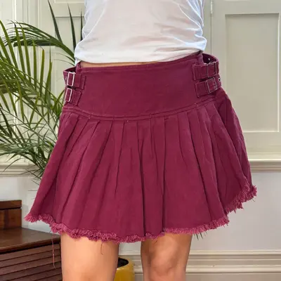 Zuiki Mini Pleated Skirt - 30W UK 10 Red Cotton