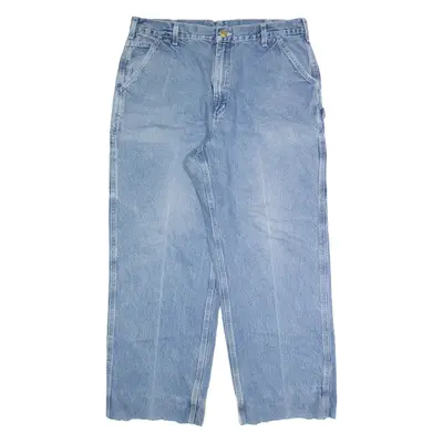 CARHARTT Carpenter Workwear Mens Jeans Blue Loose Straight Stone Wash W38 L28