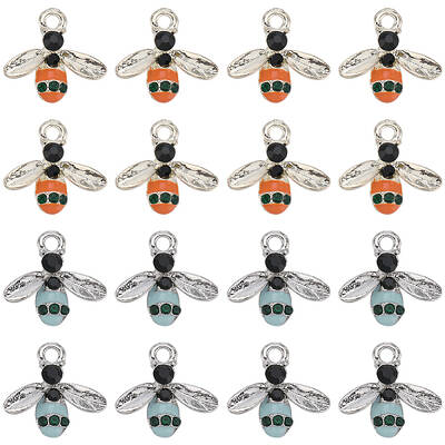 40Pcs 2 Colors Alloy Enamel Pendants
