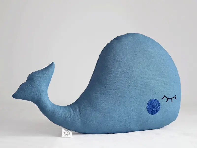 Petrol Blue Whale Pillow