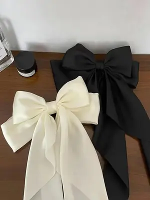Cute Solid Color Bow Decor Hair Clips, 2 Counts/set Elegant Hair Clips for Women & Girls, Minimalist Fashion Hair Accessories...