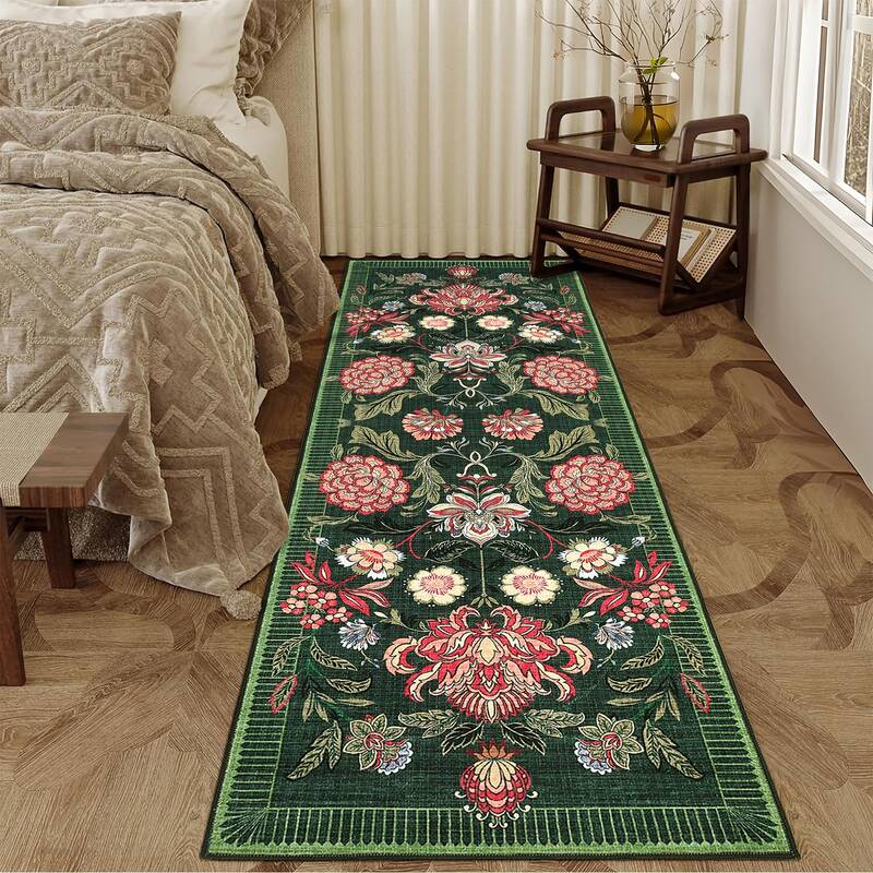 Garvee Floral Kitchen Rug 2x6 Botanical Print Non-Slip Stain Resistant Low Pile Washable Soft Hypoallergenic for Entryway Bat...