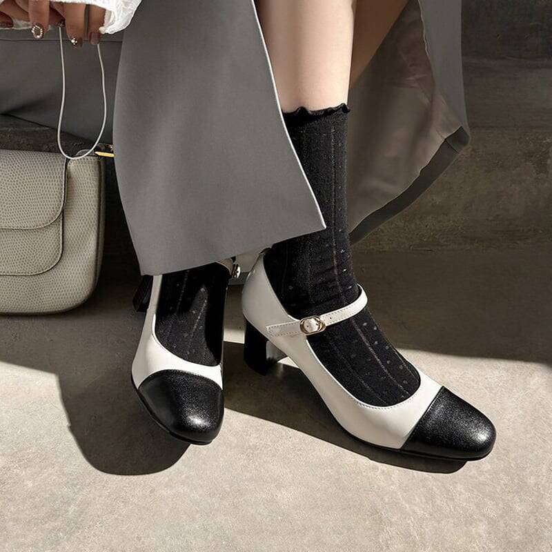 CHIKO Salem Round Toe Block Heels Mary Jane Shoes