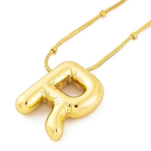 Ion Plating(IP) Initial Letter 304 Stainless Steel Pendant Necklaces