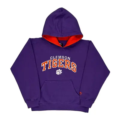 Age 10-12 Clemson Tigers Starter Ncaa Hoodie - Medium Purple Cotton Blend | Size: medium