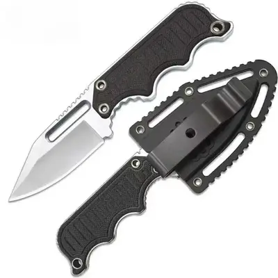Full Tang Instinct Fixed Knife G10 Handle Lightweight Mini Pocket EDC Neck Chain Multi Tools with ABS Plastic Sheath