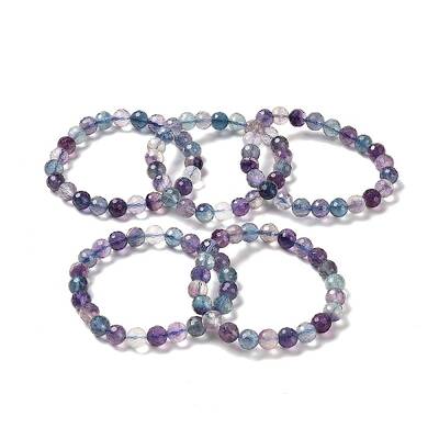 Natural Fluorite Beaded Stretch Bracelets