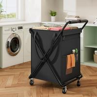 RaybeeFurniture Laundry Basket with Wheels & Handles, 170-300L Laundry Cart with Removable Bag & Metal Frame for Clothes Stor...
