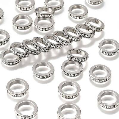 Brass Rhinestone Spacer Beads