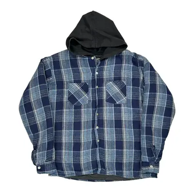 Classic Rugged Wear Checked Overshirt - XL Blue Cotton