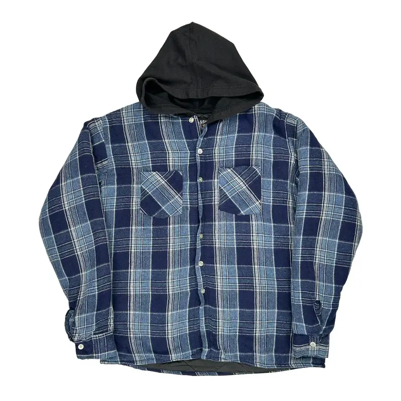 Classic Rugged Wear Checked Overshirt - XL Blue Cotton