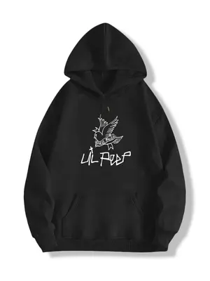 Unisex Men's Cartoon Graphic Print Longsleeves Drawstring Essentials Hoodie, Regular Fit Casual Pocket Hooded Essentials Swe...