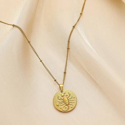 Constellation Coin Stainless Steel Pendant Necklace for Women