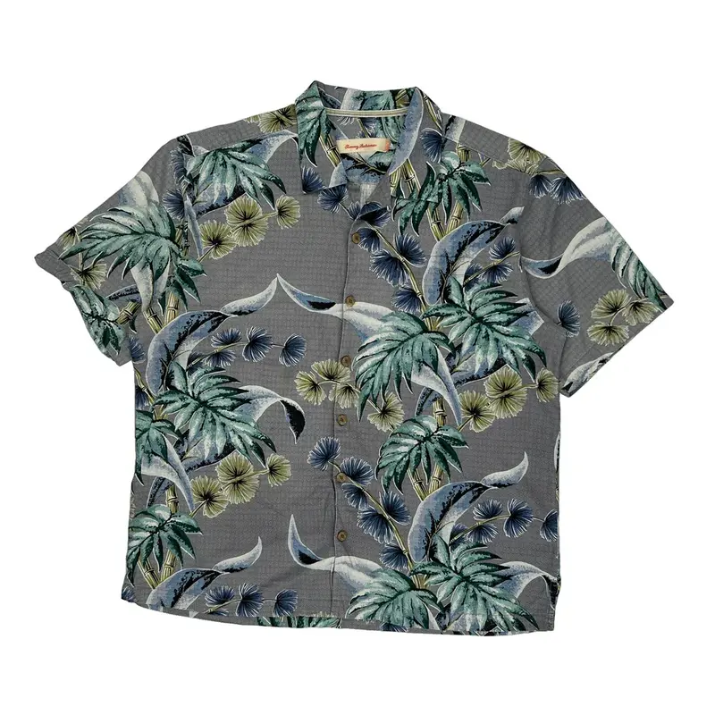 Tommy Bahama Hawaiian Shirt - XL Grey Silk