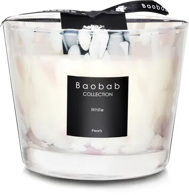 Baobab Collection Pearls White scented candle 10 cm