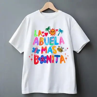 La Abvela Mas B0nita, Abvela Latina Grandmother Graphic Tee Pure Fabric Casual Crew Neck T-Shirt Trendy Tops for Women for M...