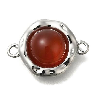 Natural Carnelian(Dyed & Heated) Flat Round Links Connector Charms