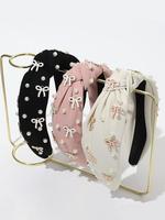 Women's Elegant Faux Pearl Decorated Knot Design Headband, Cute Trendy Hair Hoop, Fashionable Hair Accessories for Women & Gi...