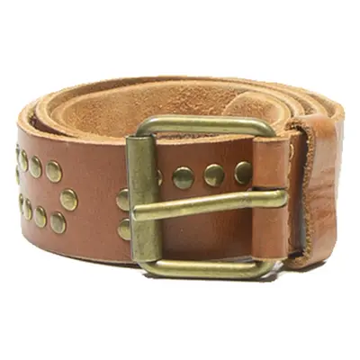 Mens Studded Belt Brown Leather Spotted 40