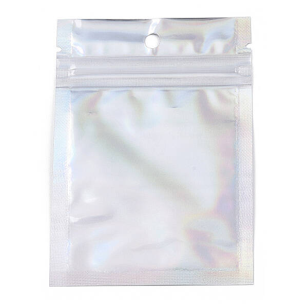 Rectangle Zip Lock Plastic Glitter Holographic Bags