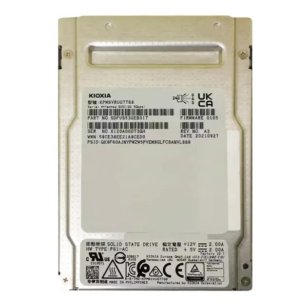 KPM6VRUG7T68 KIOXIA PM6-R Series 7.68TB SAS 12Gb/s 2.5-inch Solid State Drive