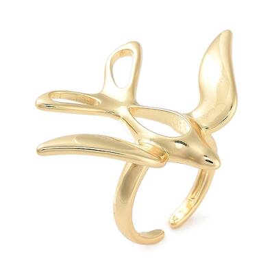 Brass Bird Open Cuff Ring for Women