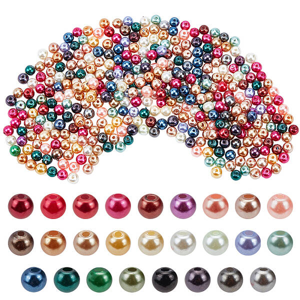 about 400pcs 4mm Mixed Color Round Glass Pearl Beads for Jewelry Making