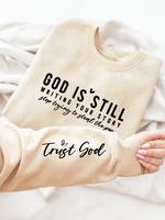 Women's Letter Print Drop Shoulder Sweatshirt, Casual Long Sleeve Round Neck Pullover for Spring & Fall, Women's Top for Dail...