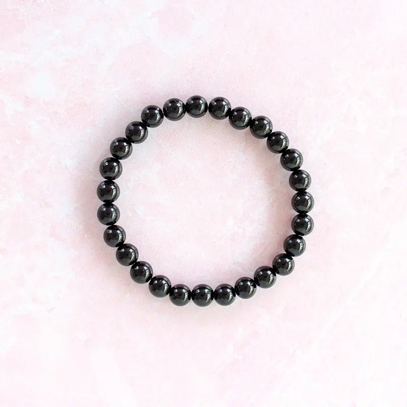 Black Tourmaline Crystal Stretch Bracelet | 6mm Beads