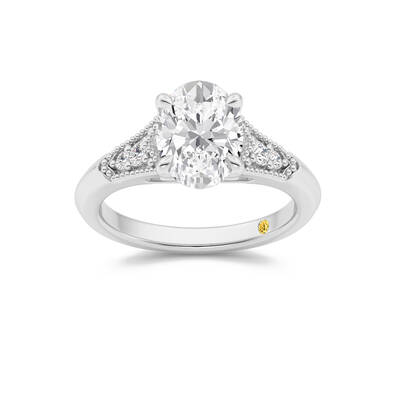 Lily Art Deco Oval Lab Grown Diamond Engagement Ring | 14K White Gold 1 1/10 CT. TW.