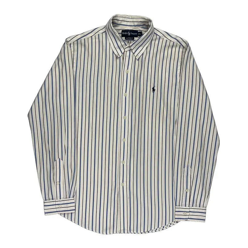 Ralph Lauren Striped Shirt - Large Blue Cotton | Size: large