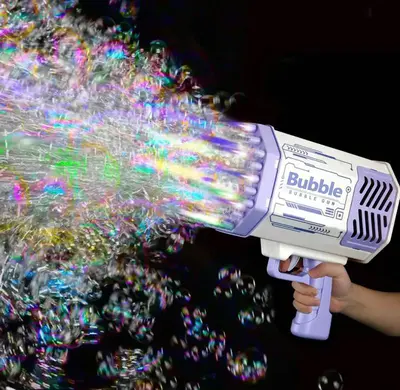 Bubble Machine Toy, 1 Box Automatic Portable Bubble Blower with 80ML Liquid Solution & Accessories, Adjustable Height Multif...