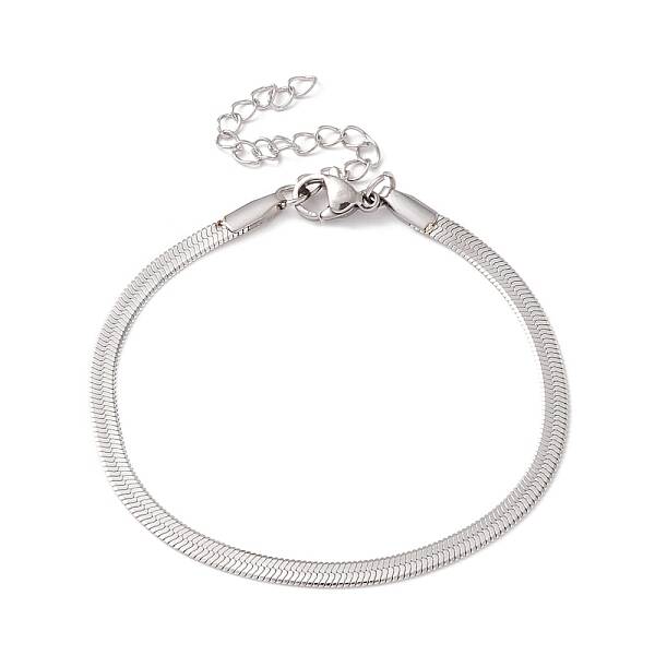 Non-Tarnish 304 Stainless Steel Herringbone Chains Bracelet for Men Women