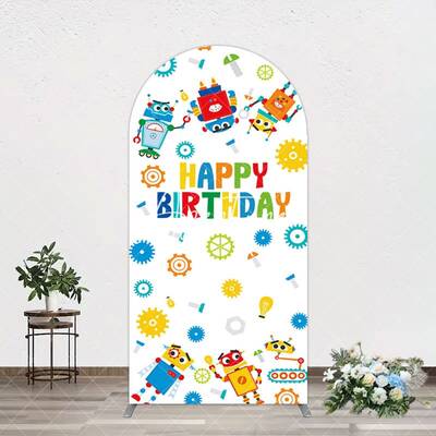Aperturee Color Measuring Robot Happy Birthday Arch Backdrop, 1.6X4FT(0.5X1.2M), 38.18 USD, arch backdrop kit, GLH0F432-A