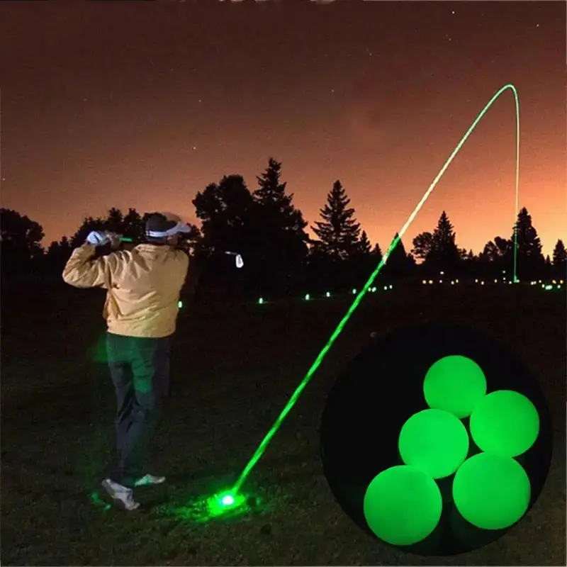 Glow in the Dark Golf Ball, 5 Counts/set Portable Durable Luminous Golf Ball, Glowing Golf Ball for Night Training, Sports E...