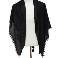 Ahla Shabab All Black Hatta/Kuffiyeh - Black Lace Cap, Long Sleeves, Simple Design, Ideal for Summer Wear