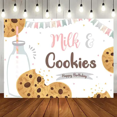 Aperturee Milk Cookies Food Lovely Birthday Backdrop