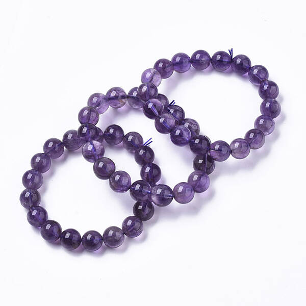 Natural Amethyst Stretch Beaded Bracelets