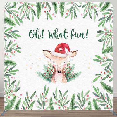Aperturee Oh What Fun Deer Cherry Xmas Pillow Case Backdrop | Diy Christmas Backdrop | Christmas Scenic Backgrounds | Christm...