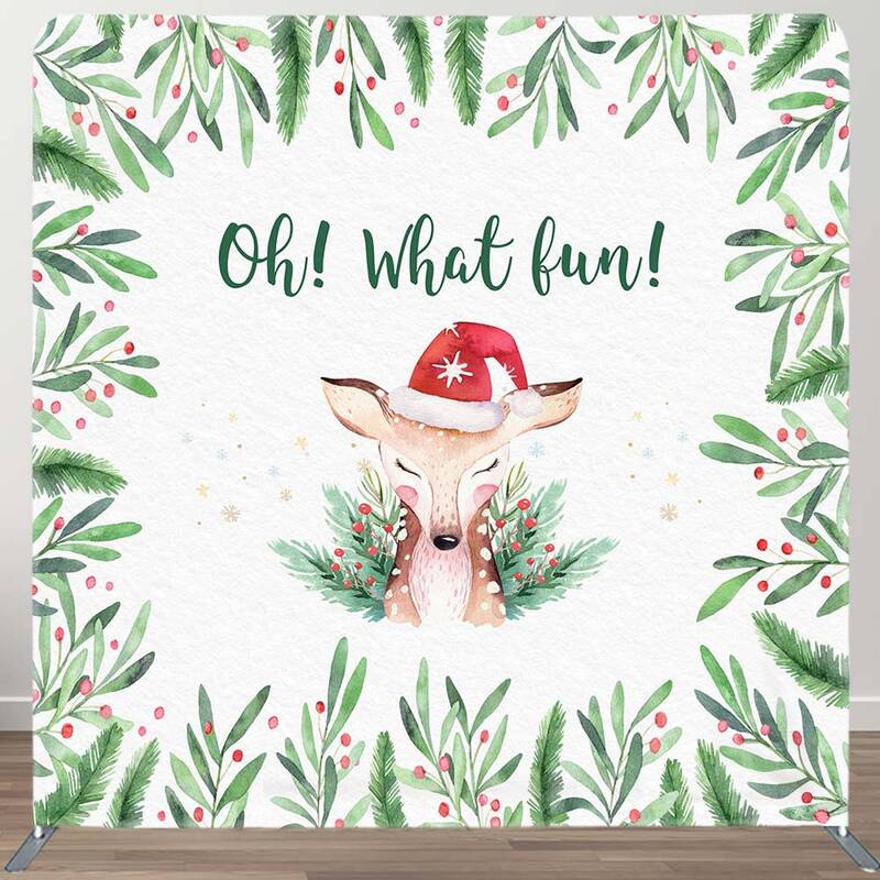 Aperturee Oh What Fun Deer Cherry Xmas Pillow Case Backdrop | Diy Christmas Backdrop | Christmas Scenic Backgrounds | Christm...