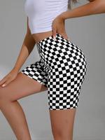 Women's Plaid Print Shorts, Casual Comfy Breathable Skinny Shorts for Daily Wear, Ladies Bottoms for Summer, Shorts for Women...