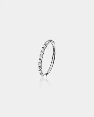 14K White Gold CZ Segment Cartilage Earrings - 6mm