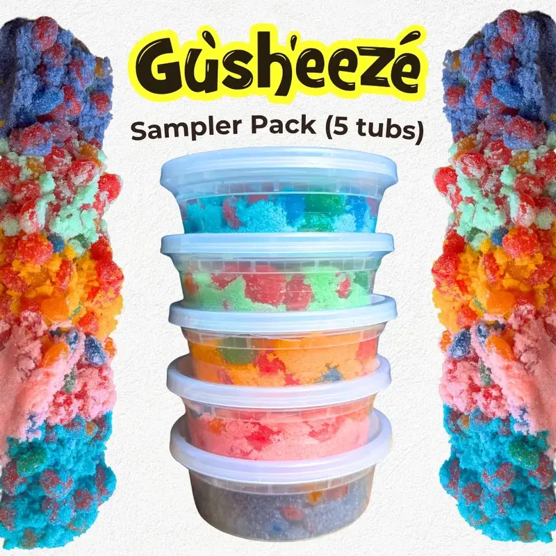 Candeeze Gusheeze Sampler Pack (5 Tubs) - TikTok Trending Candy - Blue Raz Mango Watermelon Green Apple Grape Flavors - Extre...
