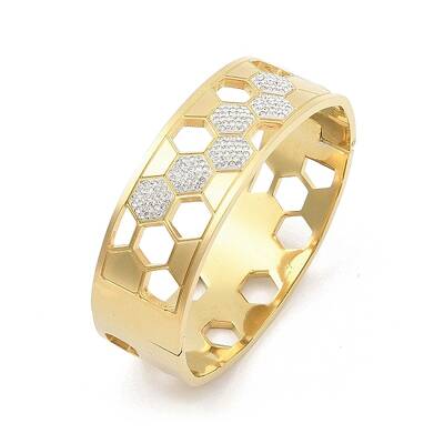 Ion Plating(IP) 304 Stainless Steel Honeycomb Bangles for Women