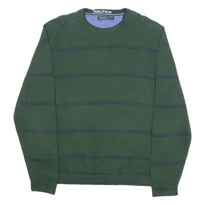 NAUTICA Mens Patterned Jumper Green Striped Tight Knit 2XL