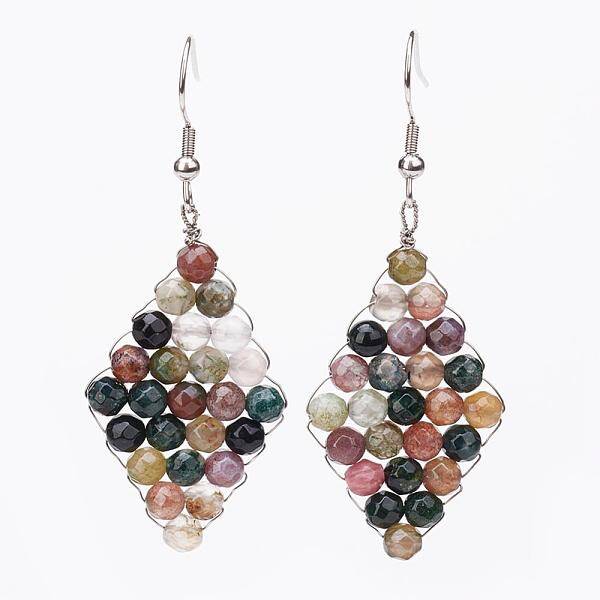 Natural Indian Agate Dangle Earrings