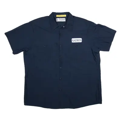 ARAMARK Worker Shirt Blue Short Sleeve Mens XL