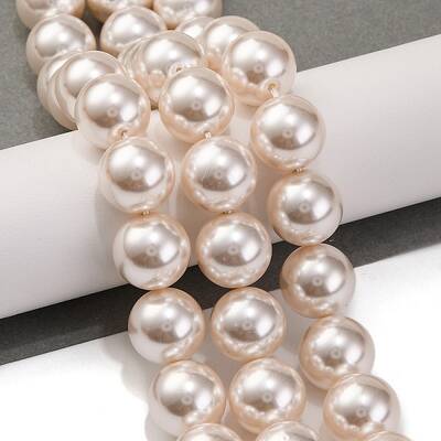 Baking Painted Pearlized Glass Pearl Round Bead Strands