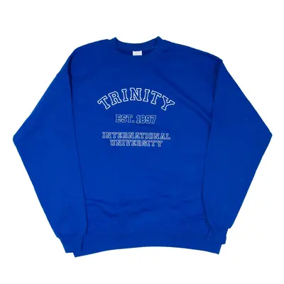 HANES Eco Smart Trinity International University USA Sweatshirt Blue Mens L